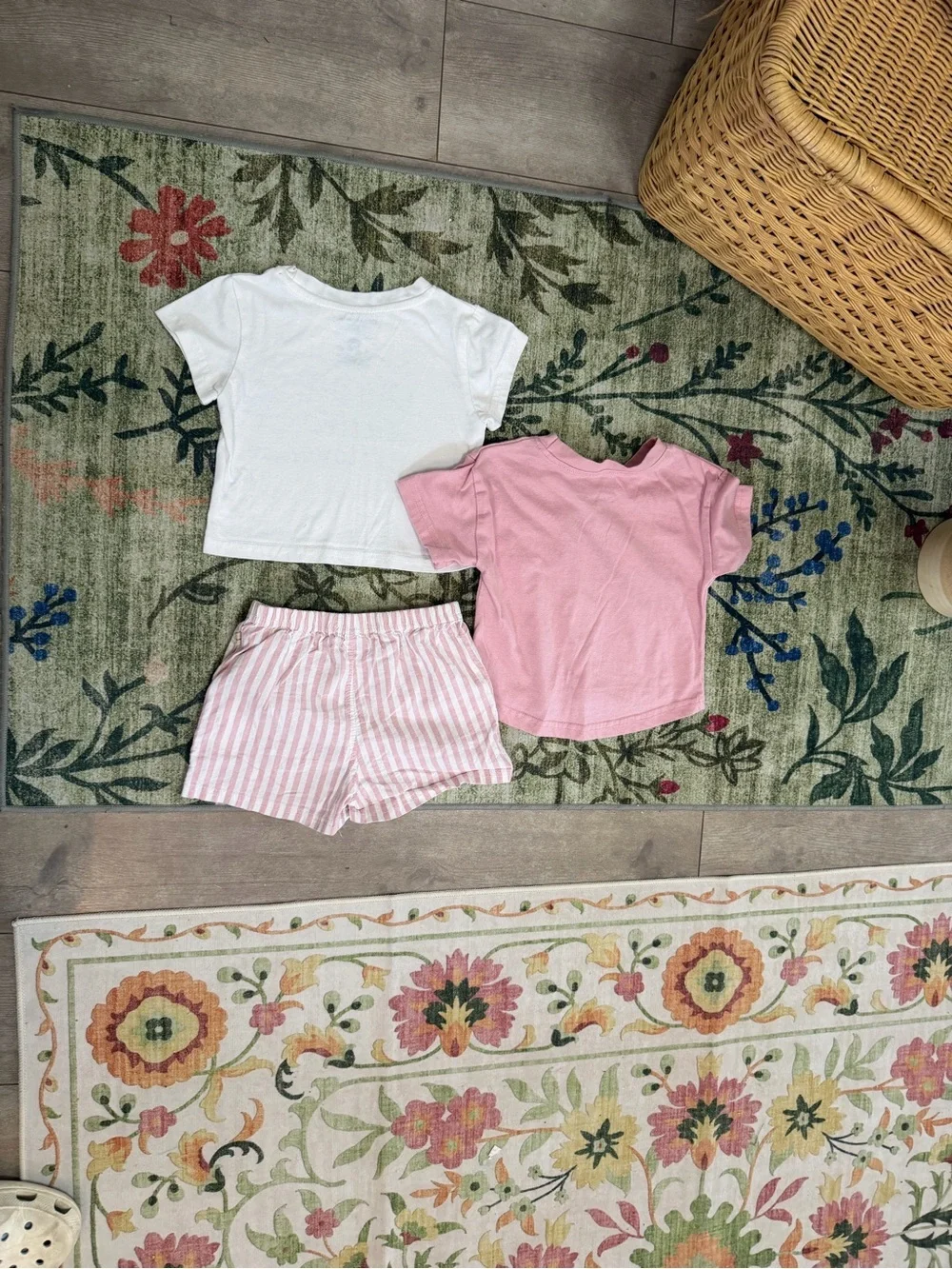 BearPaw 3 Piece Matching Outfit Sets- 2 Boxy Tees & Stripe Pocket Shorts Boho 2T